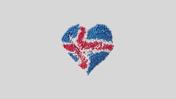 Iceland National Day June Republic Day Heart Animation Alpha Matte — Stock Video