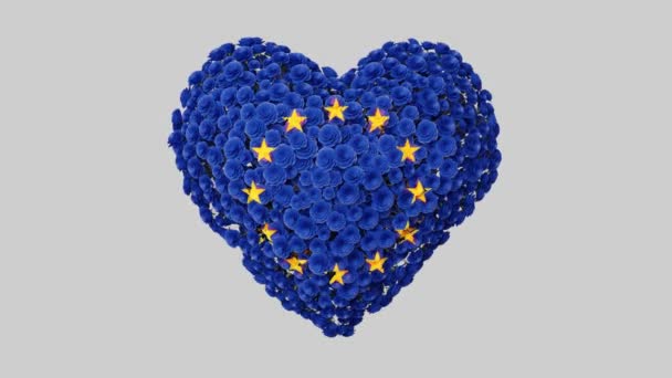 Uni Eropa Hari Eropa Mei Animasi Jantung Dengan Alfa Matte — Stok Video