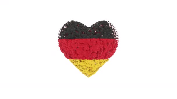 ドイツ国民の日 ドイツ統一記念日 10月3日 アルファマット付きのハートアニメーション 花はハート形をしています 3Dレンダリング — ストック動画