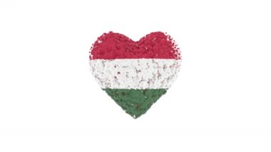 Macaristan Ulusal Günü. 15 Mart. Devrim ve Bağımsızlık Günü. Alfa mat ile kalp animasyonu. Çiçekler kalp şeklini oluşturuyor. 3B görüntüleme.