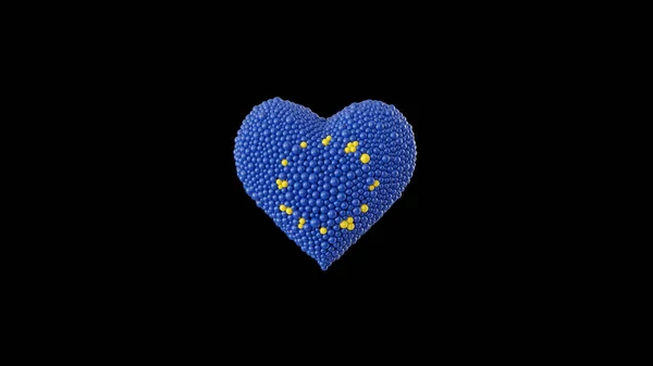 Europäische Union Europatag Mai Herzform Aus Glänzender Kugel Auf Schwarzem — Stockfoto