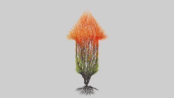 Strom Tvaru Šípu Sezónní Přechod Bílém Pozadí Eco Concept Vykreslování — Stock fotografie