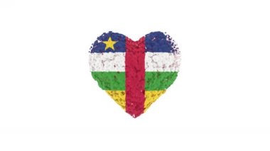 Orta Afrika Cumhuriyeti Ulusal Günü. Bağımsızlık Günü. Alfa mat ile kalp animasyonu. Çiçekler kalp şeklini oluşturuyor. 3B görüntüleme.
