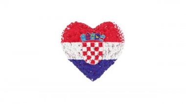 Hırvatistan Ulusal Günü. Bağımsızlık Günü. 25 Haziran. Alfa mat ile kalp animasyonu. Çiçekler kalp şeklini oluşturuyor. 3B görüntüleme.