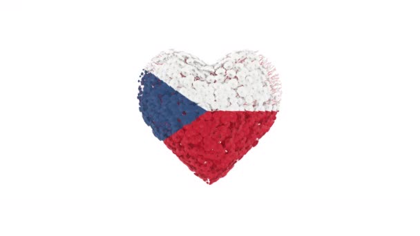 Tsjechië Onafhankelijkheidsdag Oktober Hartanimatie Met Alfa Matte Bloemen Vormen Hartvorm — Stockvideo