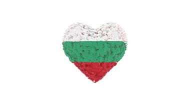 Bulgaristan Ulusal Günü. Bağımsızlık Günü. Alfa mat ile kalp animasyonu. Çiçekler kalp şeklini oluşturuyor. 3B görüntüleme.