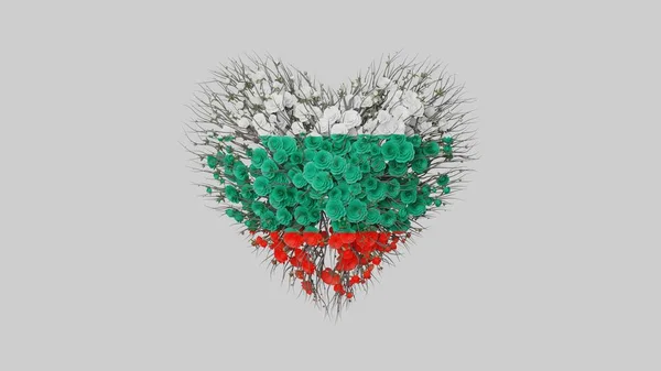 Bulgarie Fête Nationale Jour Indépendance Coeur Forme Fleurs Sur Fond — Photo