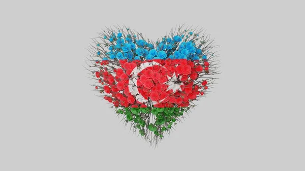 Εθνική Ημέρα Αζερμπαϊτζάν Ημέρα Ανεξαρτησίας Σχήμα Καρδιάς Φτιαγμένο Από Λουλούδια Φωτογραφία Αρχείου