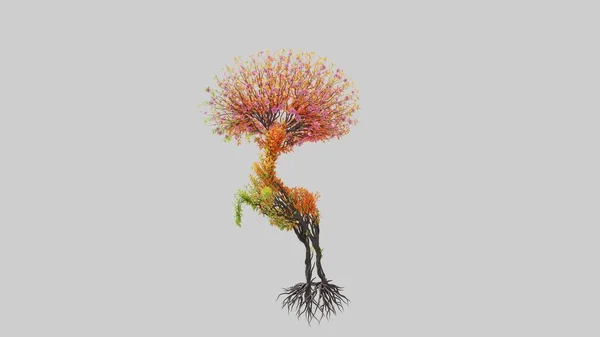 Δέντρο Σχήμα Ελαφιού Εποχιακή Μετάβαση Λευκό Φόντο Οικολογικό Νόημα Απόδοση Εικόνα Αρχείου