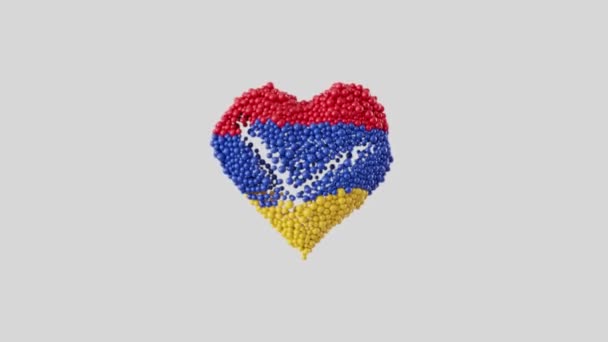Dia Nacional Armênia Dia Independência Forma Coração Feito Esferas Brilhantes — Vídeo de Stock