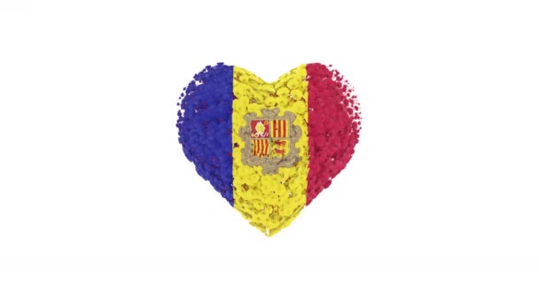 Andorrai Nemzeti Nap Szív Animáció Alfa Matt Virágok Formálják Szív — Stock videók