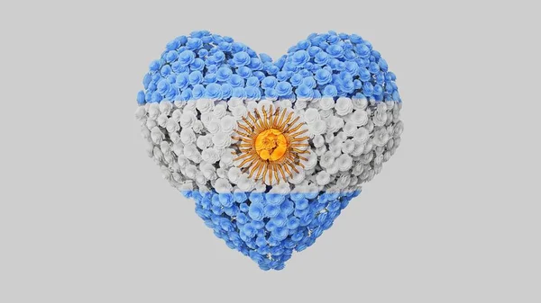 Journée Nationale Argentine Jour Indépendance Coeur Forme Fleurs Sur Fond — Photo