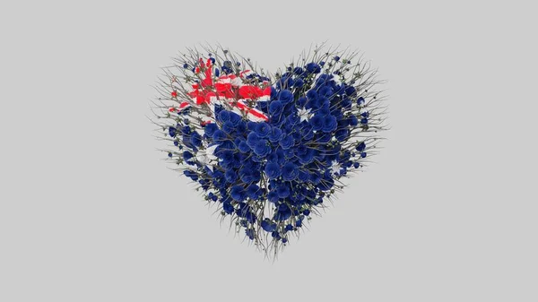 Australia National Day Heart Shape Made Out Flowers White Background — Stock Photo, Image