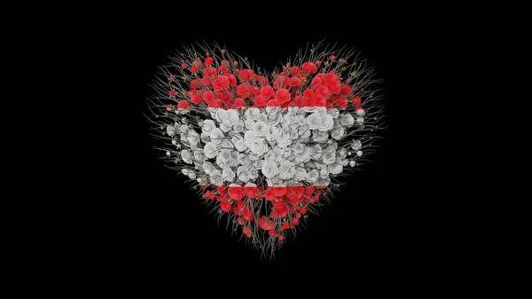 Austria National Day Heart Shape Made Out Flowers Black Background — Stock Photo, Image