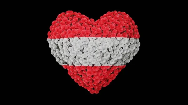 Austria National Day Heart Shape Made Out Flowers Black Background — Stock Photo, Image