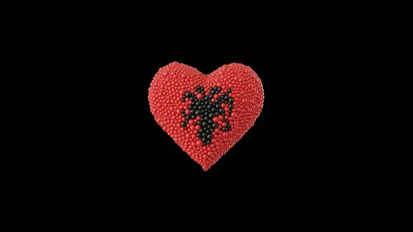 Εθνική Ημέρα Αλβανίας Ημέρα Ανεξαρτησίας Σχήμα Καρδιάς Φτιαγμένο Από Γυαλιστερές — Φωτογραφία Αρχείου