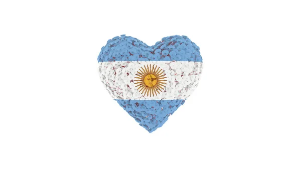 アルゼンチン国民の日 独立記念日 白い背景に花で作られたハート型 3Dレンダリング — ストック写真