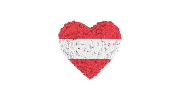Εθνική Ημέρα Αυστρίας Σχήμα Καρδιάς Φτιαγμένο Από Λουλούδια Λευκό Φόντο — Φωτογραφία Αρχείου