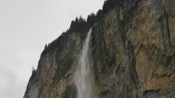 Wasserfall Lauterbrunnen Dorf Staubbachfall Lauterbrunnental Berner Oberland Schweiz — Stockvideo