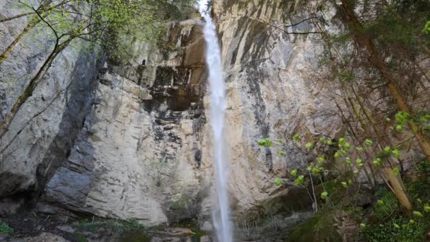 Cascada Cerca Del Pueblo Iseltwald Waterfall Isch Canton Bern Suiza — Vídeos de Stock