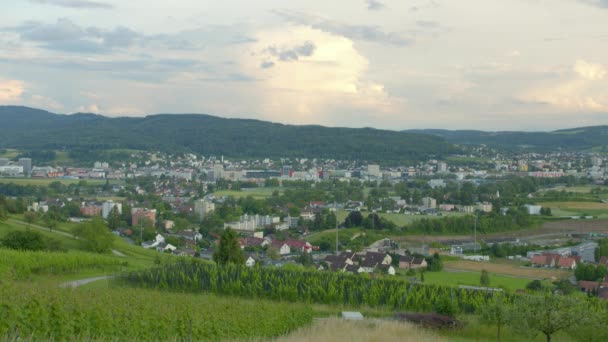 Timelapse Vue Panoramique Sur Ville Nuages Cumulus Mouvement Rapide Canton — Video