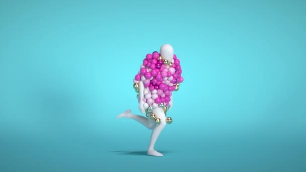 Humano Bailando Hecho Globos Balloon Dance Humano Inflable Representación Ilustración — Vídeo de stock