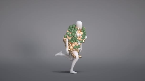 Dansend Mens Gemaakt Van Ballonnen Ballondans Opblaasbaar Mens Weergave Illustratie — Stockvideo
