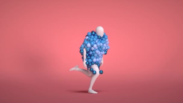 Dansend Mens Gemaakt Van Ballonnen Ballondans Opblaasbaar Mens Weergave Illustratie — Stockvideo