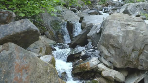 Agua Fluye Alrededor Piedras Arroyo Las Montañas Suiza — Vídeos de Stock