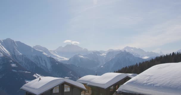 Vue Aérienne Sur Les Alpes Suisses Hiver Par Temps Clair — Video