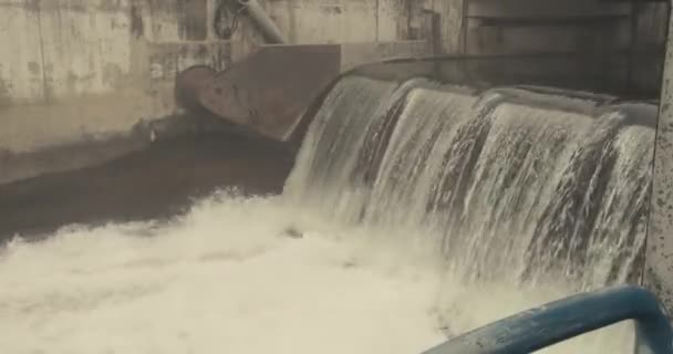 Acqua Alla Diga Del Fiume Acqua Fuoriesce Dal Serbatoio — Video Stock