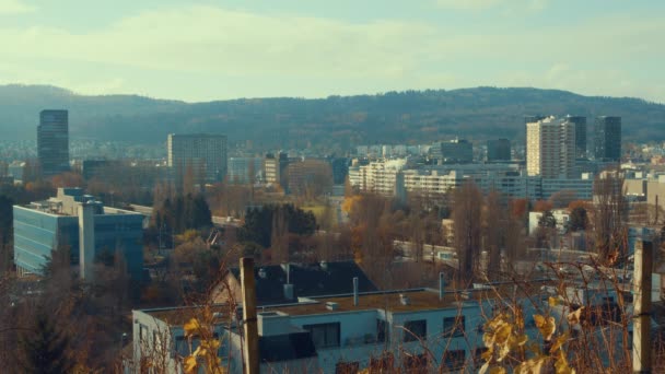 Zeitraffer Stadtverkehrspanorama Blick Auf Die Europabrücke Zürich Die Schweiz Europa — Stockvideo