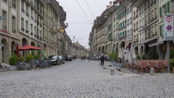 Zeitraffer Stadtverkehrspanorama Historische Innenstadt Von Bern Die Schweiz Europa — Stockvideo
