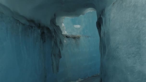 Geleira Derretida Caverna Gelo Glaciar Rhone Suíça — Vídeo de Stock