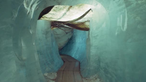 Glaciar Fusión Cueva Hielo Glaciar Ródano Suiza — Vídeos de Stock