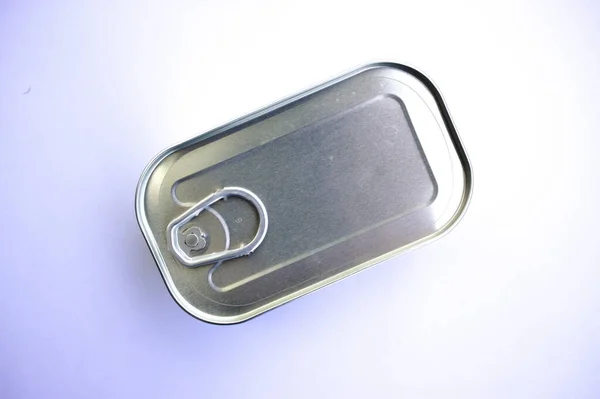 Closed Tin Can Canned Food Background — Stock Photo, Image