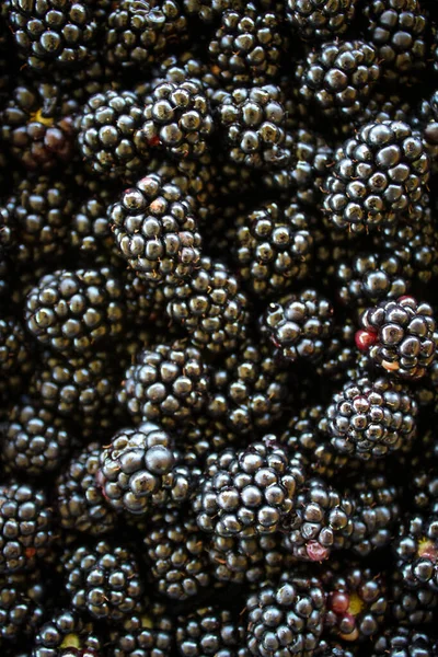 Aardbeien Rijp Bramen Zwarte Bessen Achtergrond — Stockfoto