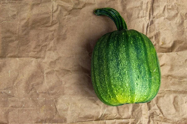 Green Pumpkin Green Pumpkin Brown Paper Ripe Harvested Pumpkin Copy — Stock Photo, Image