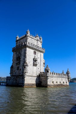 Belem Kulesi - Tagus Nehri. Belem Torre, Lizbon, Portekiz. Belem Turu Lisbonne Portekiz.