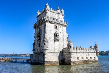 Belem Kulesi - Tagus Nehri. Belem Torre, Lizbon, Portekiz. Belem Turu Lisbonne Portekiz.