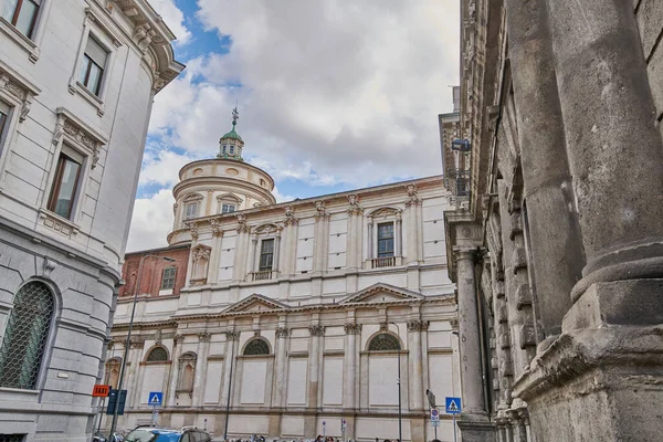 Milan Lombardy Talya 2020 San Fedele Kilisesi Scala Meydanından Tarihi — Stok fotoğraf