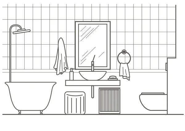 mimari doğrusal kroki banyo iç Önden Görünüm