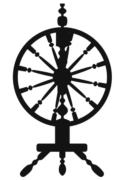 Dark silhouette of a vintage spinning wheel — Stock Vector