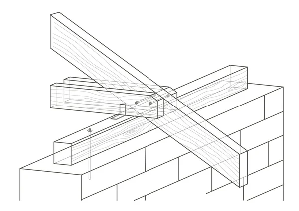 Lineaire architecturale schets dakconstructie — Stockvector