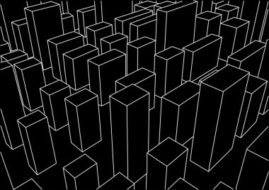 Doğrusal şehir manzara siyah arka plan