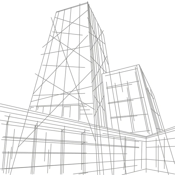 Ilustración lineal de un rascacielos — Vector de stock