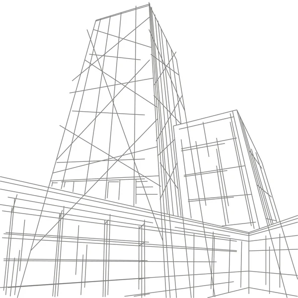 Bir gökdelenin doğrusal illüstrasyon — Stok Vektör