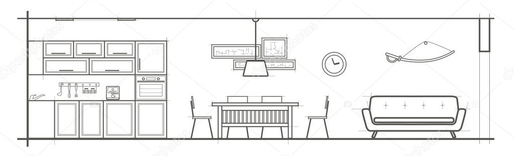 Vista Frontal De Uma Sala De Aula Ilustração Stock - Ilustração de