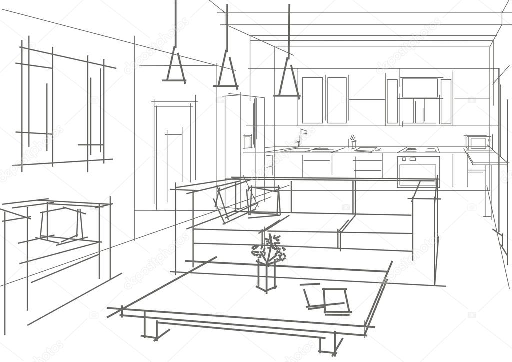 linear sketch of  interior flat