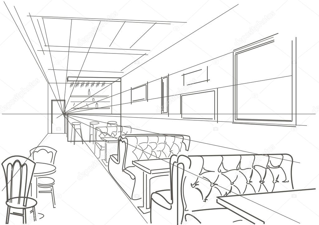 "интерьер1. Интерьер общественных зданий изо 7. Линейная перспектива фронтальная скейч интерьер. Эскиз интерьера. Интерьер рисунок.